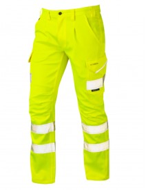 Leo Kingford EcoViz Stretch Cargo Trouser Yellow - regular leg